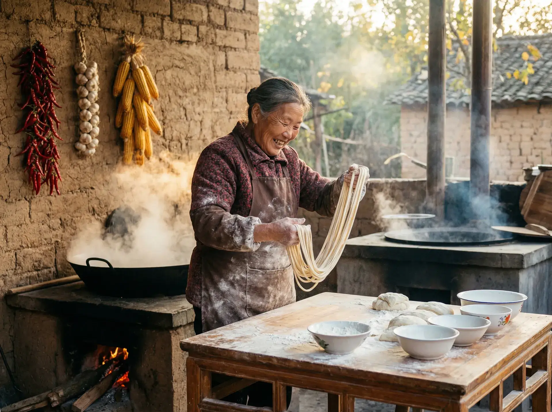 农家大嫂手擀面 - 快播农夫导航 乡村美食